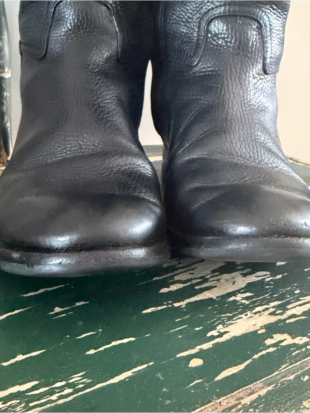 Tory Burch Black Tumbled Leather Pull On Junction Equestrian Riding Boots Gold 8 - Picture 12 of 16
